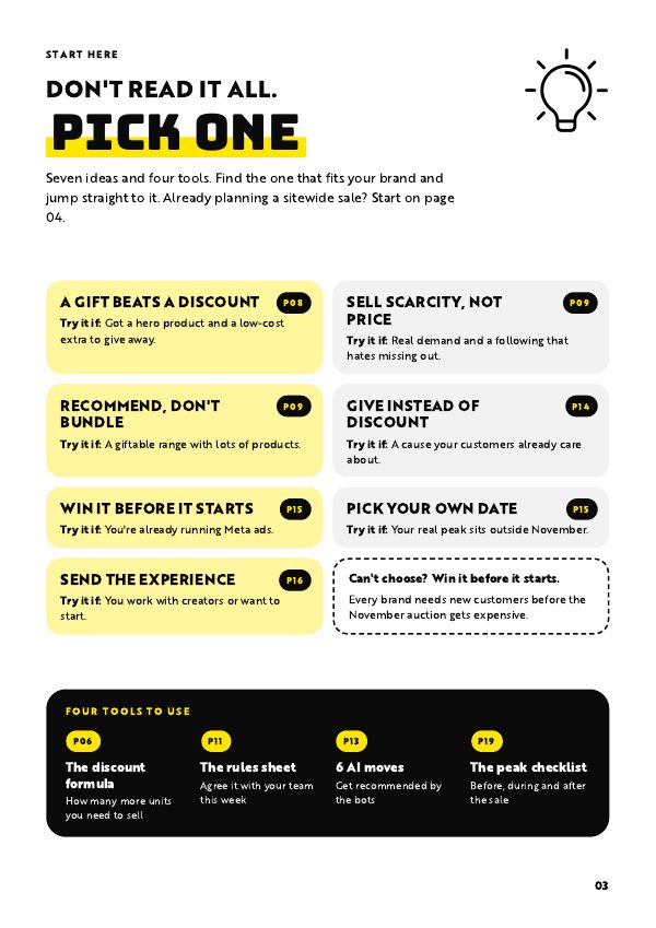 Preview page: Pick the one idea that fits your brand