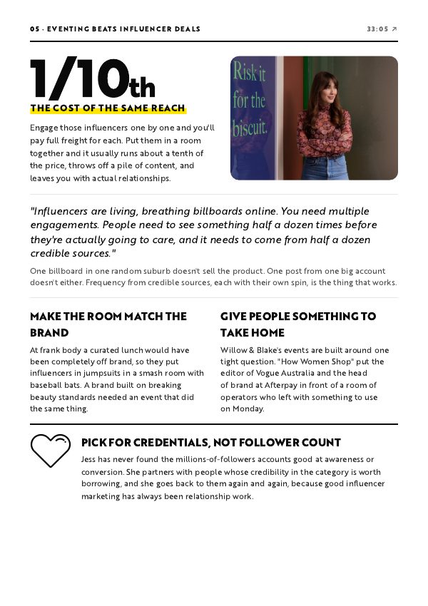 Preview page: Eventing beats influencer deals
